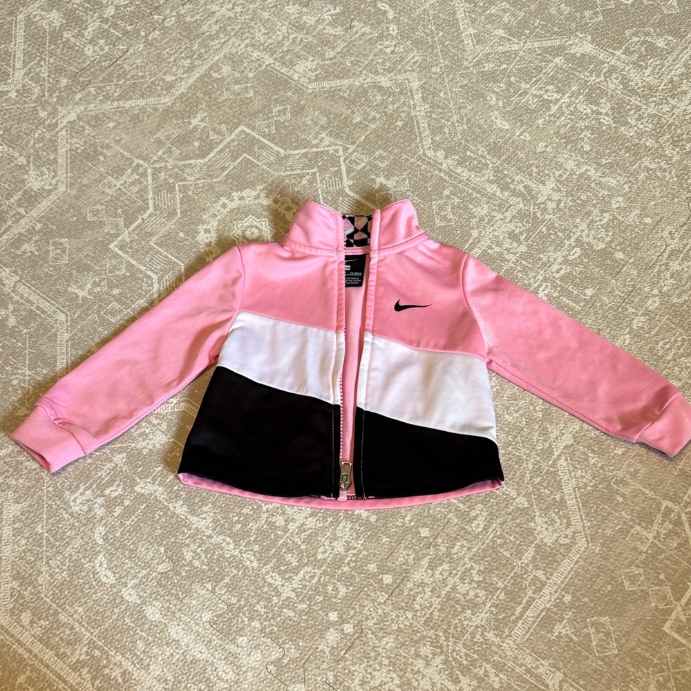 Nike Pink White Black Girls Toddler Colorblock Zip Jacket